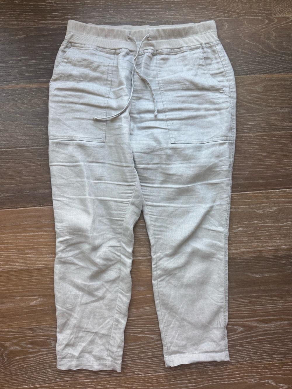 James Perse Light Gray Drawstring Linen Joggers